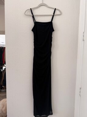 Black Ruched Maxi Dress